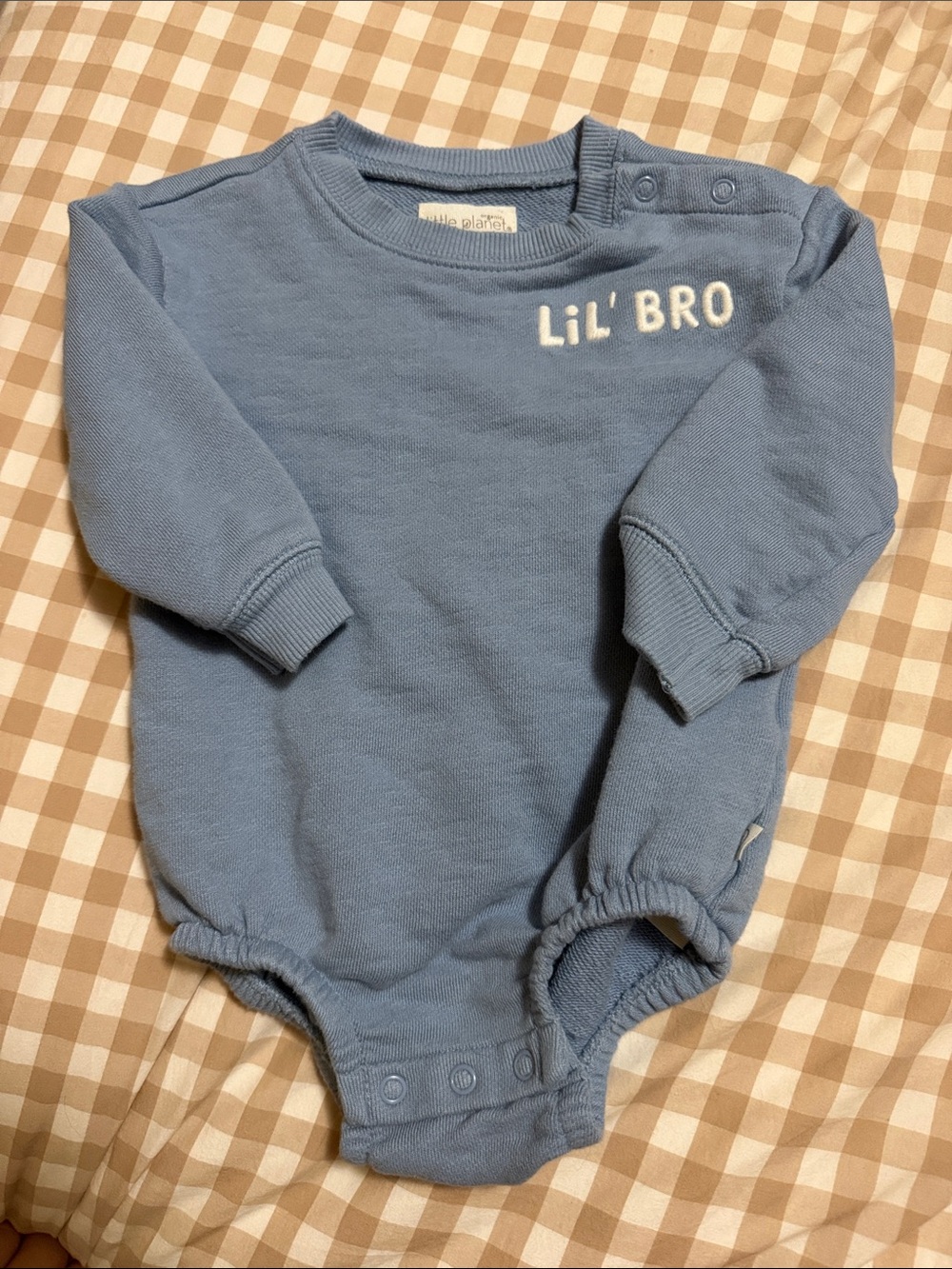 Blue 'Lil' Bro' Long-Sleeve One-Piece Bodysuit by Little Planet